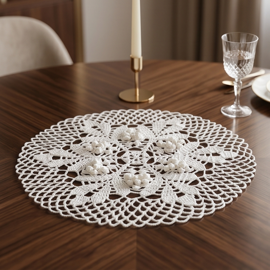 Centre de table grappes, création artisanale au crochet. Origine Champagne.