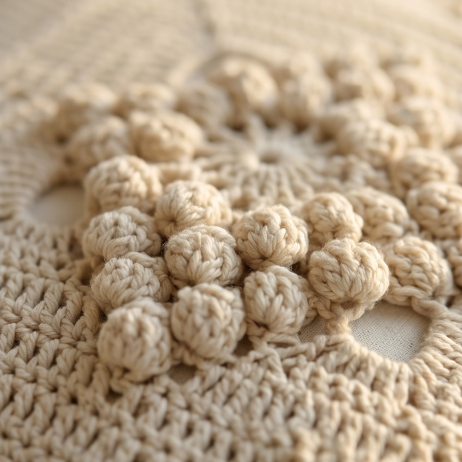 Coussin Grappes, création artisanale au crochet. Origine Champagne.