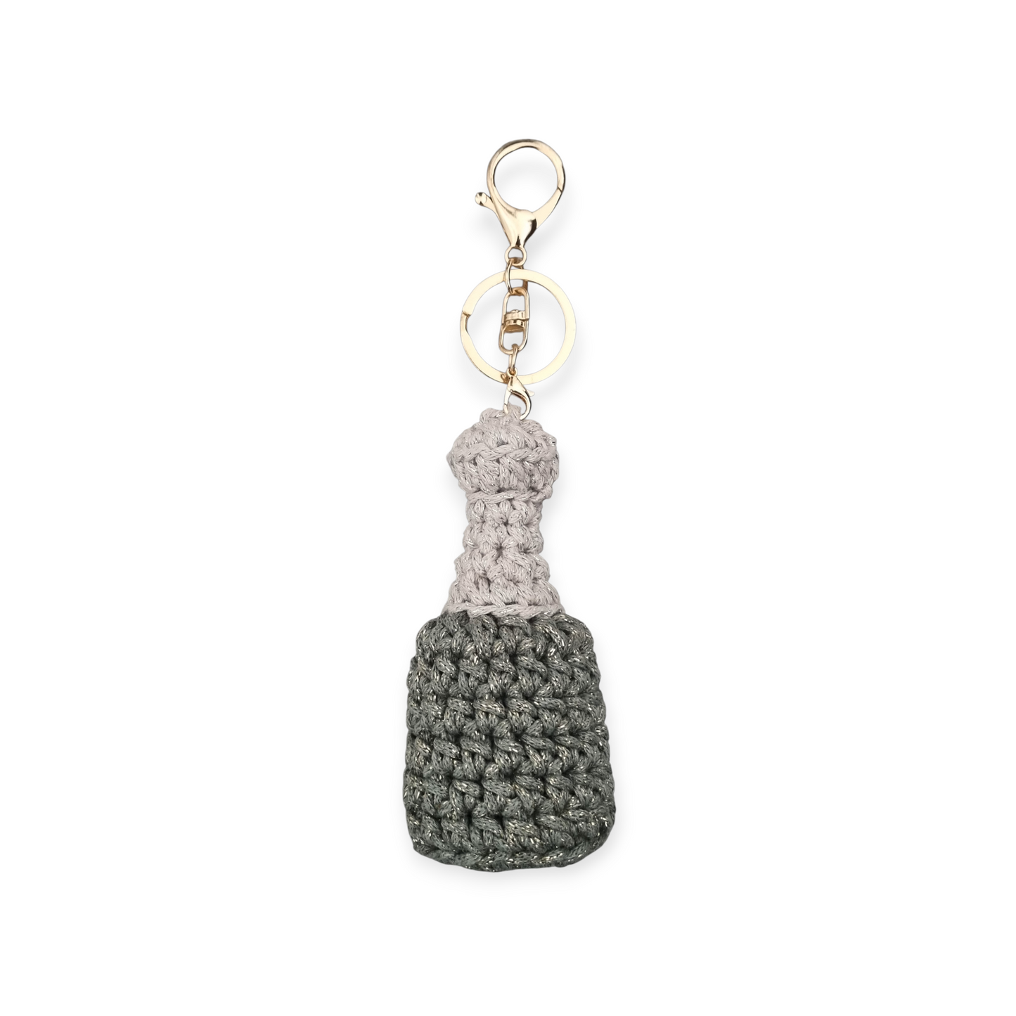Miniature bouteille de champagne, création artisanale au crochet. Origine Champagne.