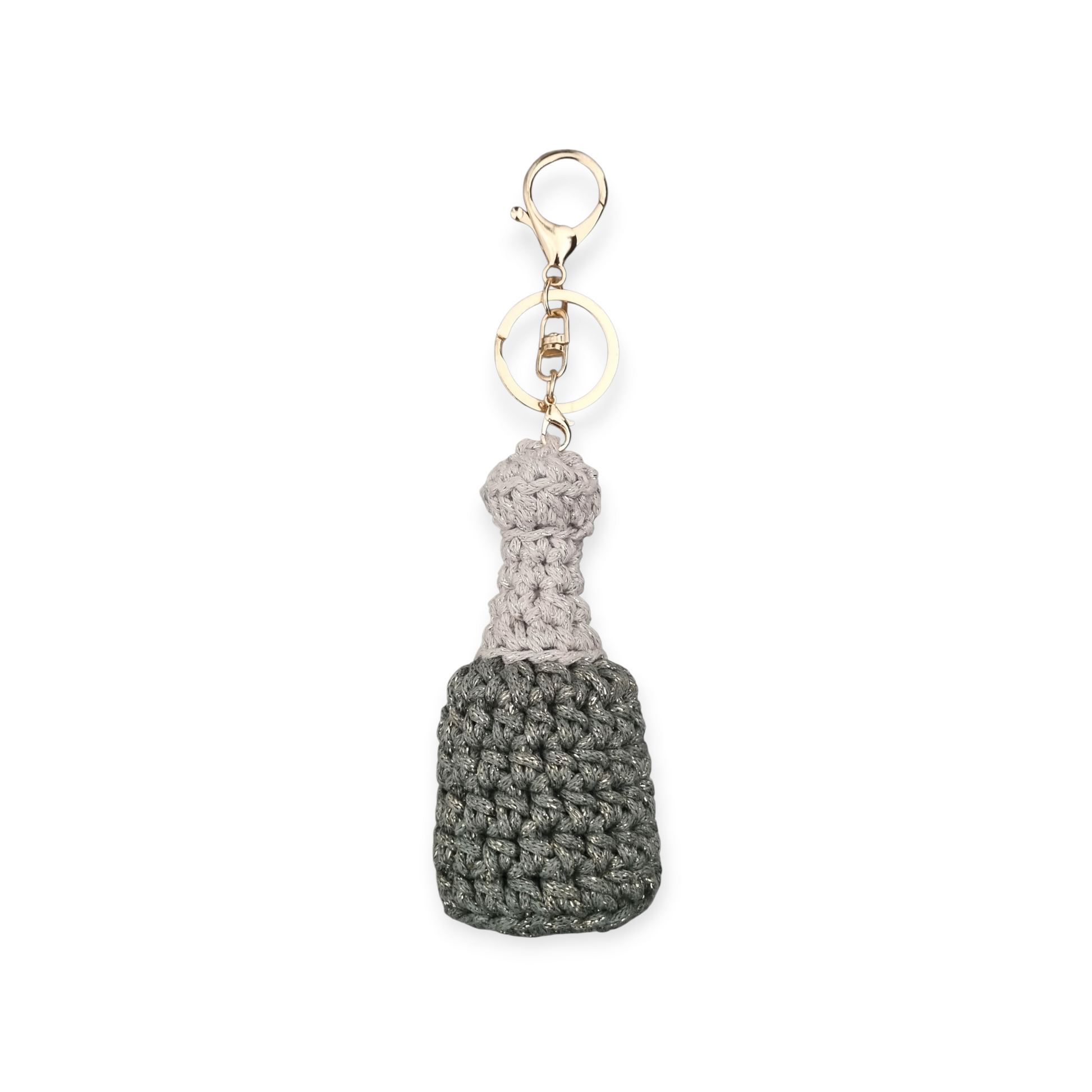 Miniature bouteille de champagne, création artisanale au crochet. Origine Champagne.