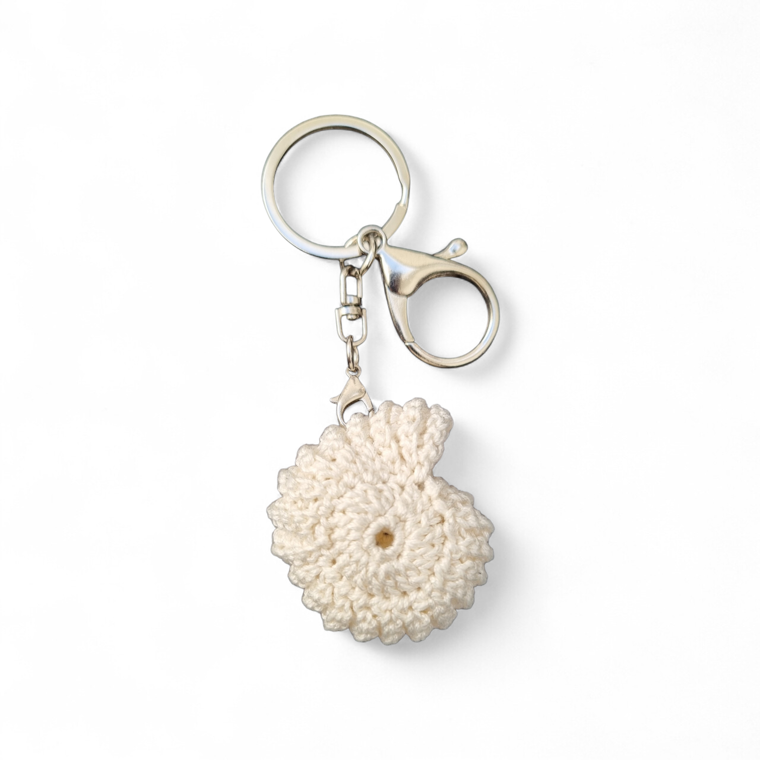 Porte-clé ammonite, création artisanale au crochet. Origine Champagne.